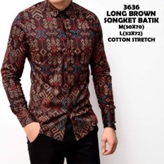 CITY STORE - Kemeja Batik Long Brown Songket Bahan Katun Stretch